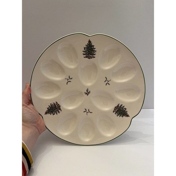 Spode Dining Spode Christmas Tree Deviled Egg Plate Serving Dish 15